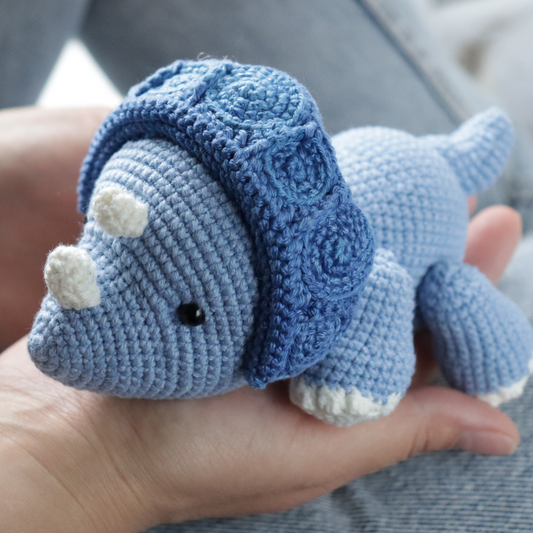 Chris the triceratops dinosaur crochet pattern