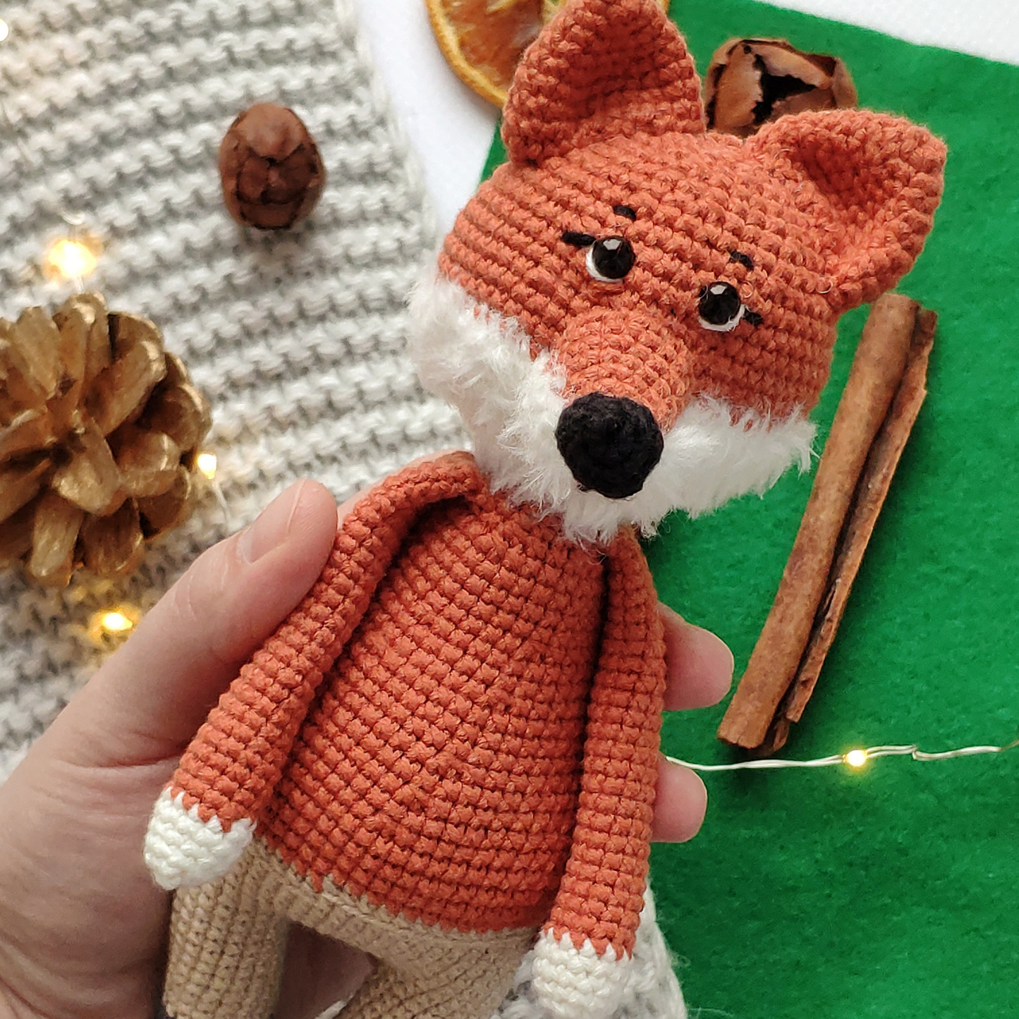 Crochet pine cone pattern, crochet fox pattern, SET 2in1 pattern+BONUS