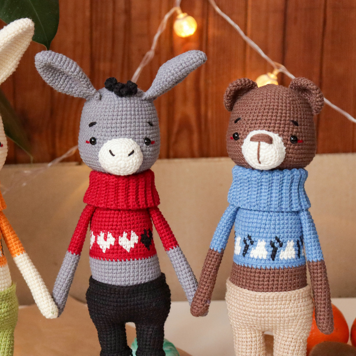 Crochet pattern set 3in1: rabbit, bear, donkey