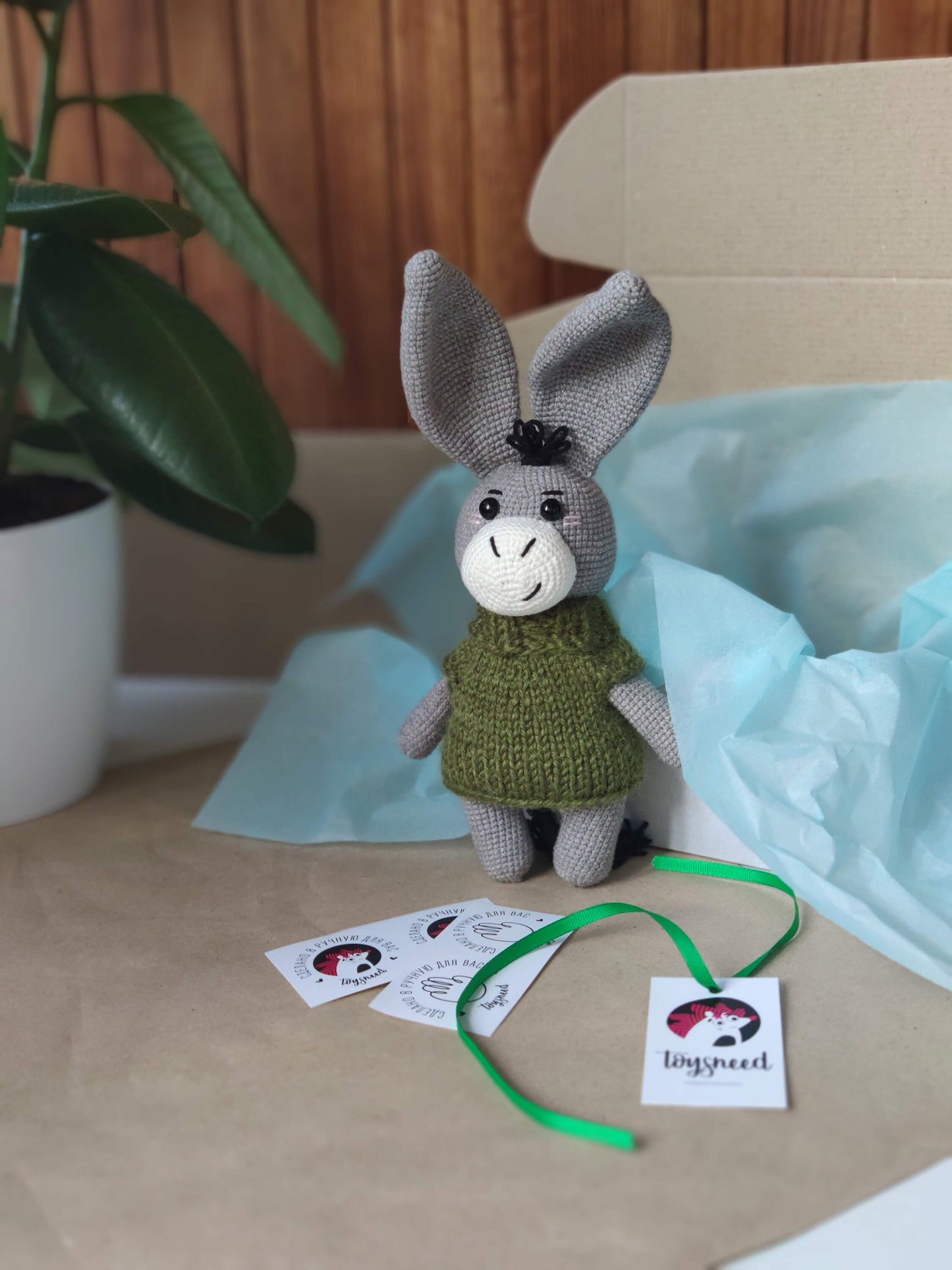 Donkey crochet pattern, farm stuffed animal amigurumi pattern